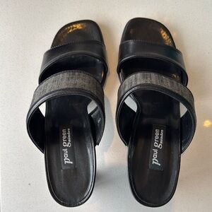 Paul Green Black and Gray Slide Sandals